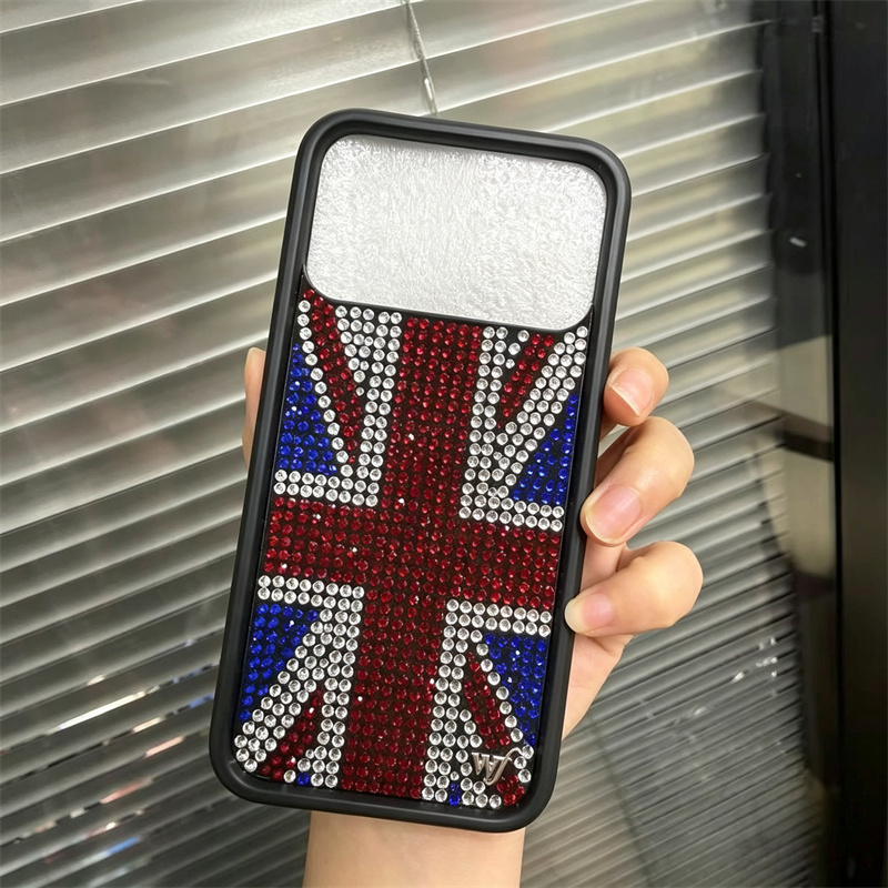 Phone Cases Uk - Funkelnde Strass-Union-Jack-Blumen-Handyhülle für iPhone 14 15