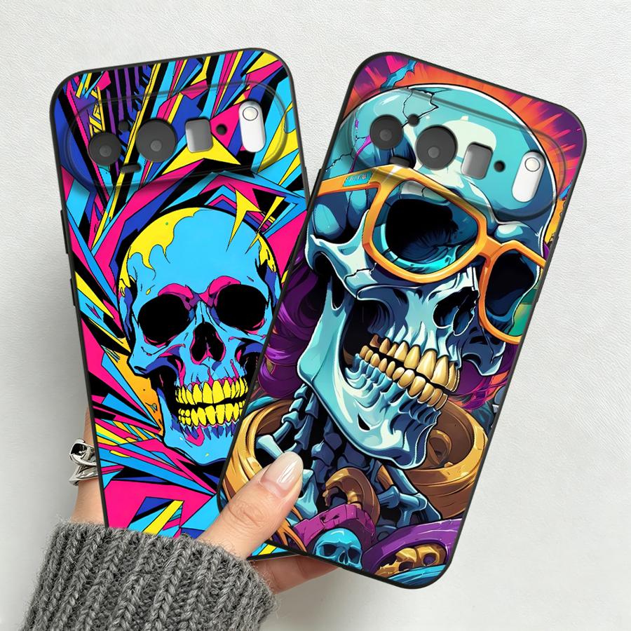 Phone Cases Google Pixel 10 - Neon Pop Art Totenkopf-Hülle für Google