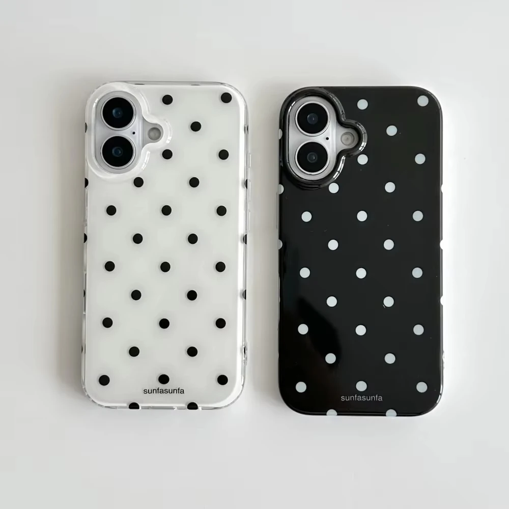 Phone Cases Aesthetic - Minimalistische schwarz-weiße Polka Dots Handyhülle für