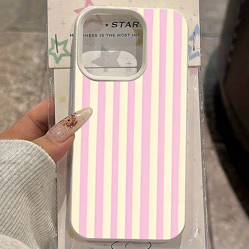 Phone Cases Xr - Einfache rosa vertikal gestreifte Handyhülle mit