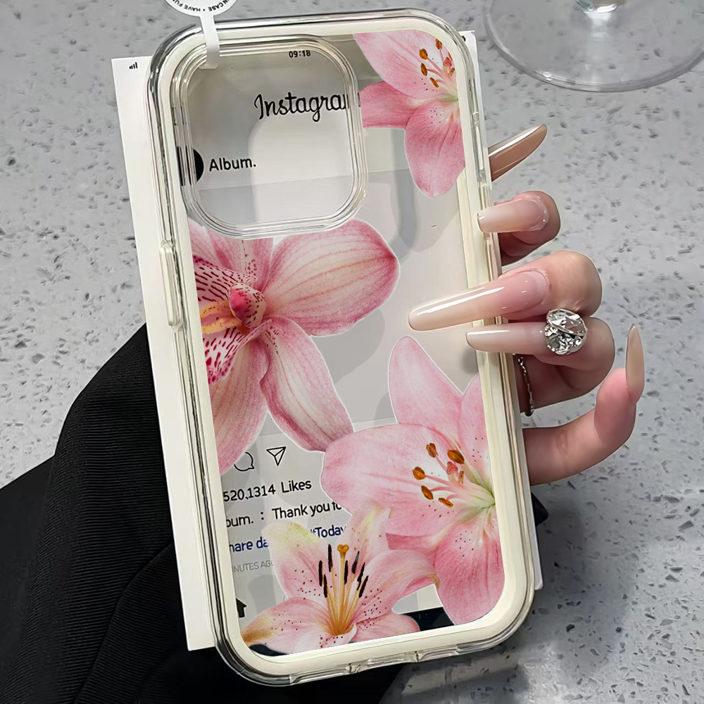 Phone Cases Durable - Rosa Lilien-Blumen Transparente Handyhülle für iPhone