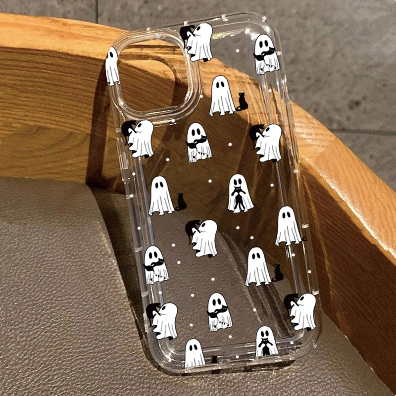 Phone Cases Xr - Western-Halloween-Cowboy-Geist- und Blumendruck, transparente Hülle für