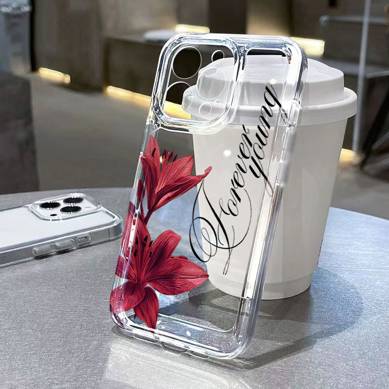 Burgunderrote Lilie mit englis – Phone Cases Art Bewertung und Preis