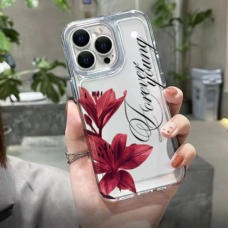 Burgunderrote Lilie mit englis – Phone Cases Art Bewertung und Preis