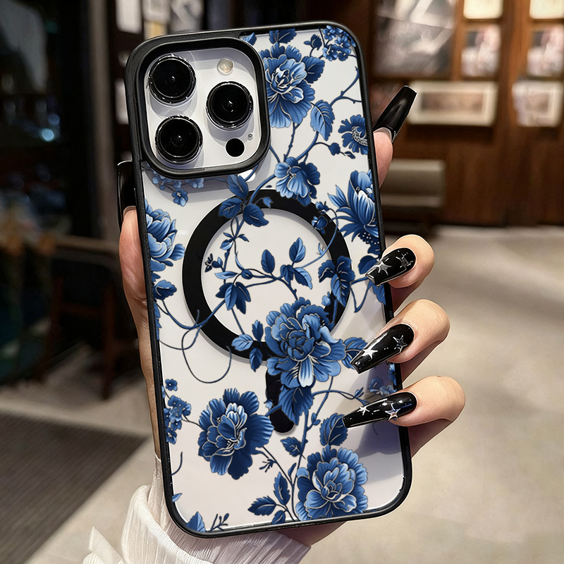 Luxuriöse Vintage Blaue Blumen – Phone Cases Durable Bewertung und Preis