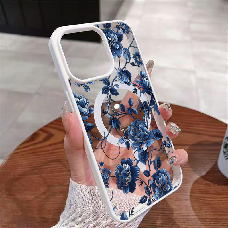 Luxuriöse Vintage Blaue Blumen – Phone Cases Durable Bewertung und Preis